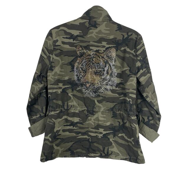 Veste Camouflage Ashley By 26 International - Taille L, Polaire Olive, Zip Complet, Coupe Anorak - Pour Femme, Décontractée